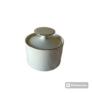 Thomas Germany China Sugar Bowl with Lid White with Silver Line 3.5 In Vintage